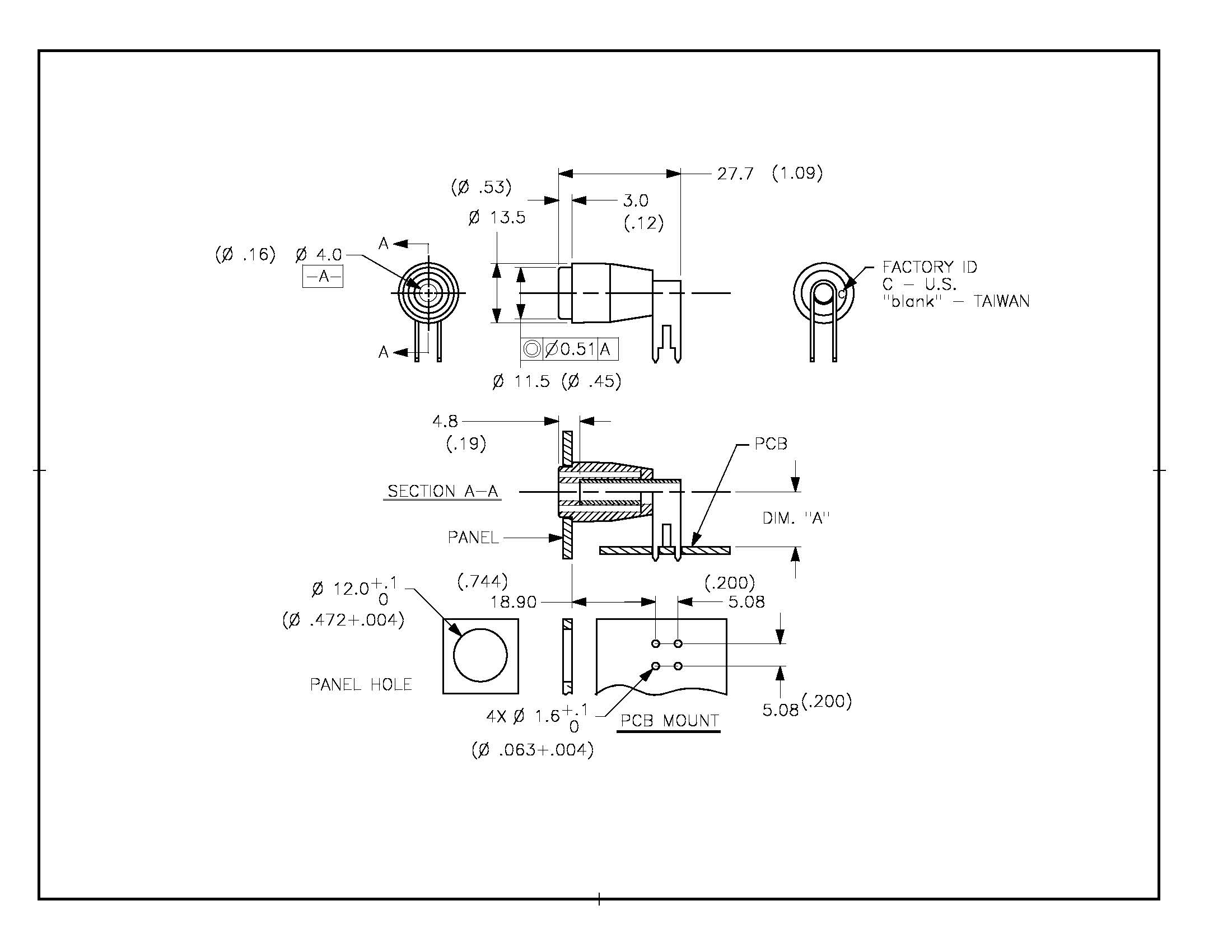 CT3151SP Banana Jack PCB Mount